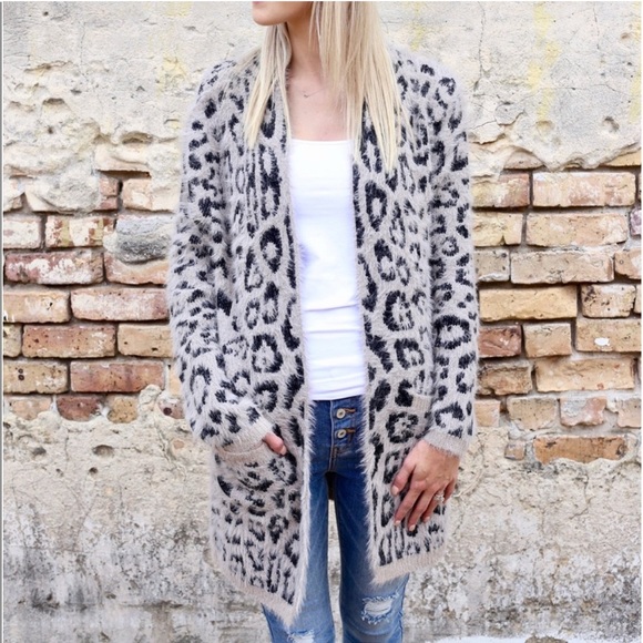 Fuzzy Leopard Cardigan Duster - Picture 1 of 13